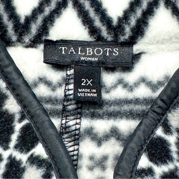 Talbots Woman 2X Fair Isle Polar Fleece Zip Jacket – Black/White NWOT - Picture 6 of 12